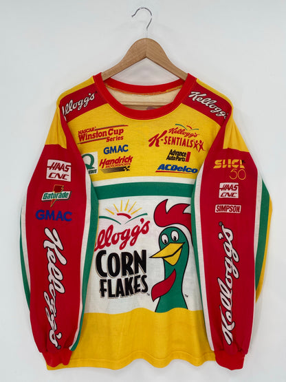 1999 KELLOGG'S CORN FLAKES (No tag) Approx. Size XL Vintage Racing Long Sleeve T-Shirt / K7254