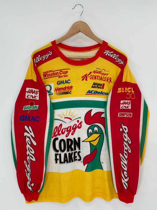 1999 KELLOGG'S CORN FLAKES (No tag) Approx. Size XL Vintage Racing Long Sleeve T-Shirt / K7254