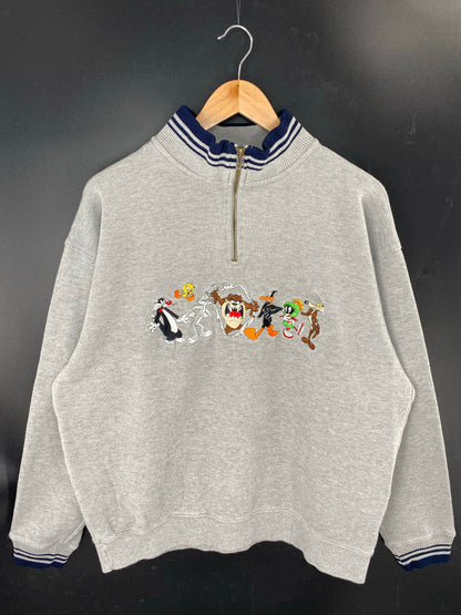 1998 LOONEY TUNES Size L Vintage Half Zip Sweat-shirt / E335