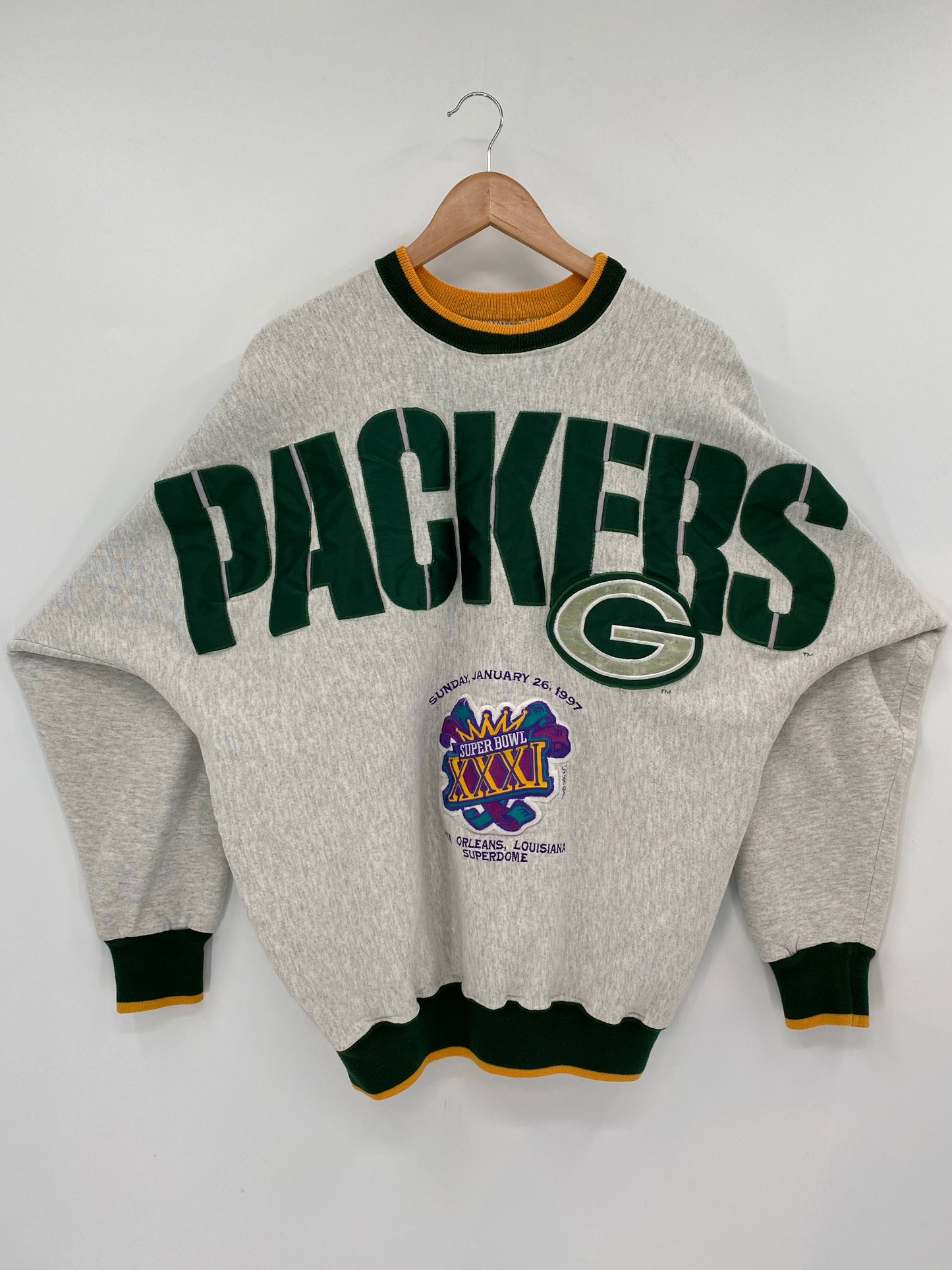 1997 SUPER BOWL GREEN BAY PACKERS Size L Vintage NFL Sweat-shirt / K6799