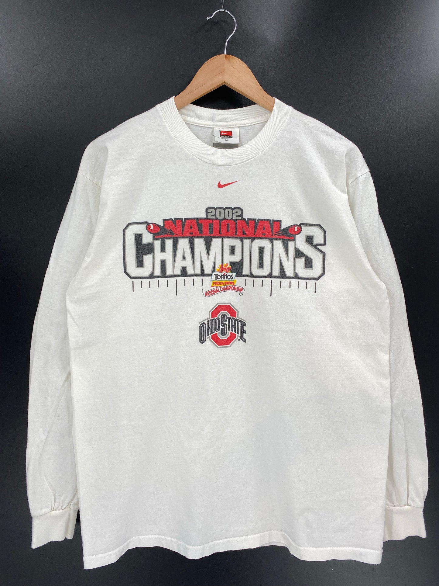 2002 NIKE OHIO STATE NATIONAL CHAMPIONS Made in USA Size M Vintage Long Sleeve T- Shirt / K4177