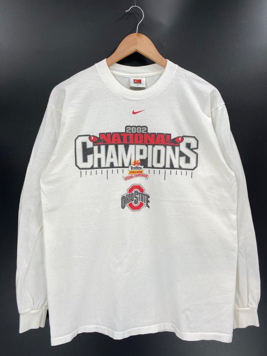 2002 NIKE OHIO STATE NATIONAL CHAMPIONS Made in USA Size M Vintage Long Sleeve T- Shirt / K4177