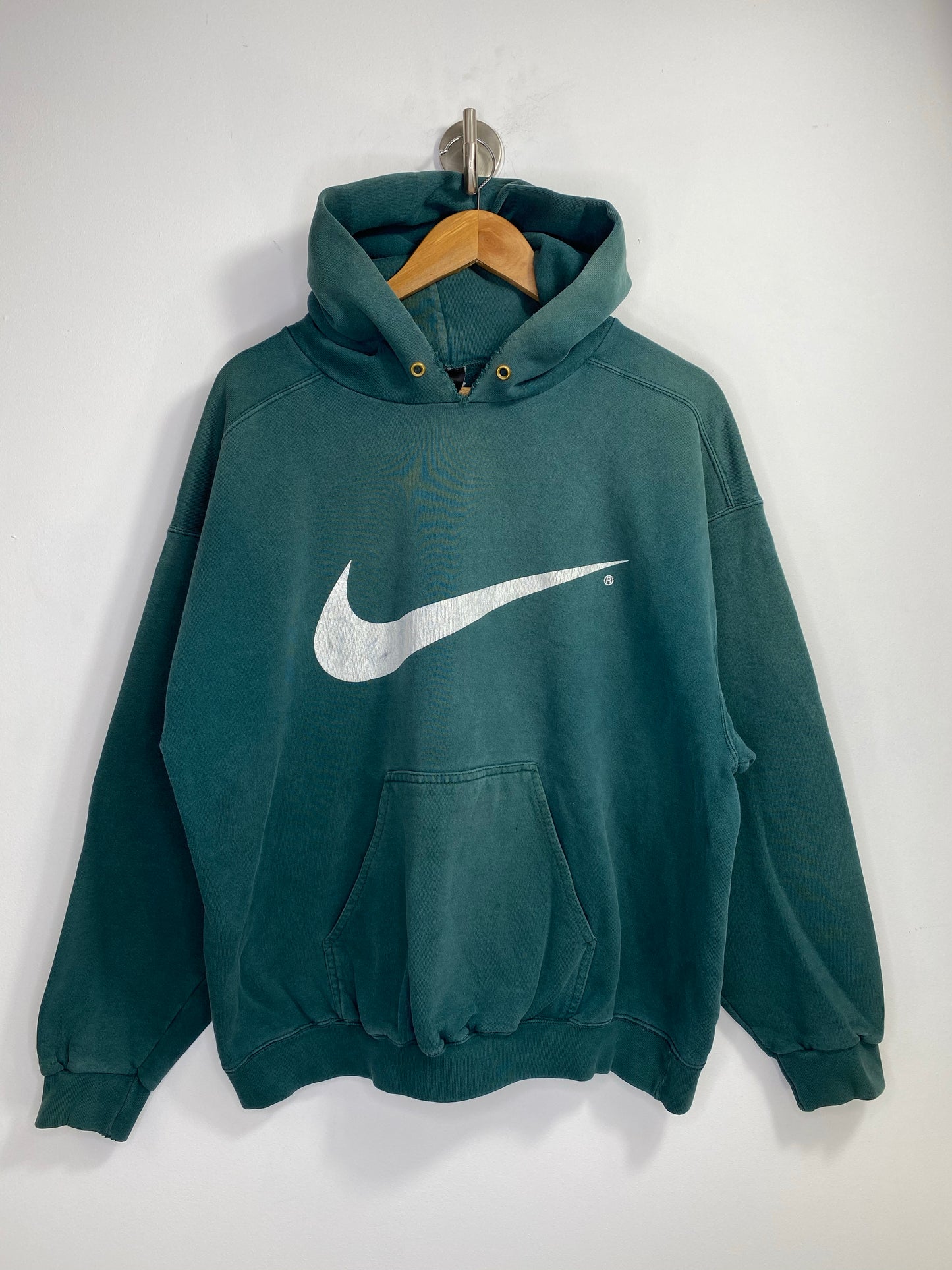 90's Nike Center Logo Made in USA Vintage Hoodie Sweat-Shirt / 4586