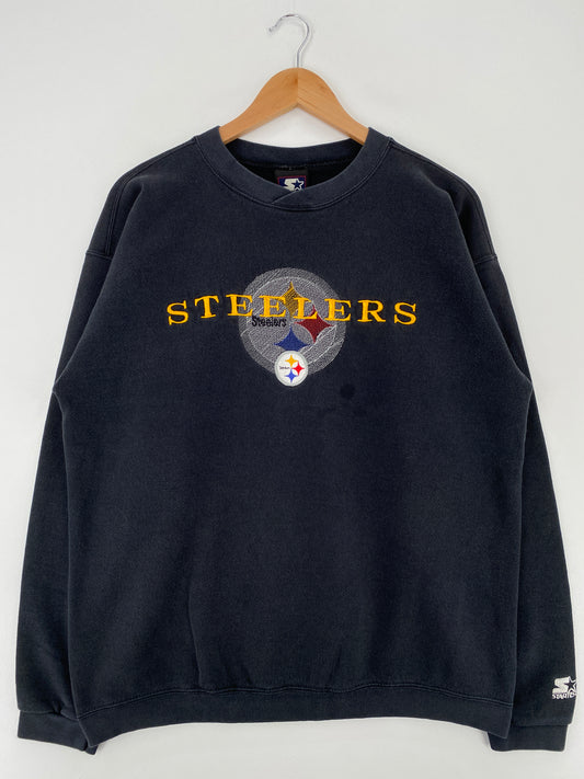90's PITTSBURGH STEELERS Made in USA Size L Vintage NFL Sweat-Shirts / A3774