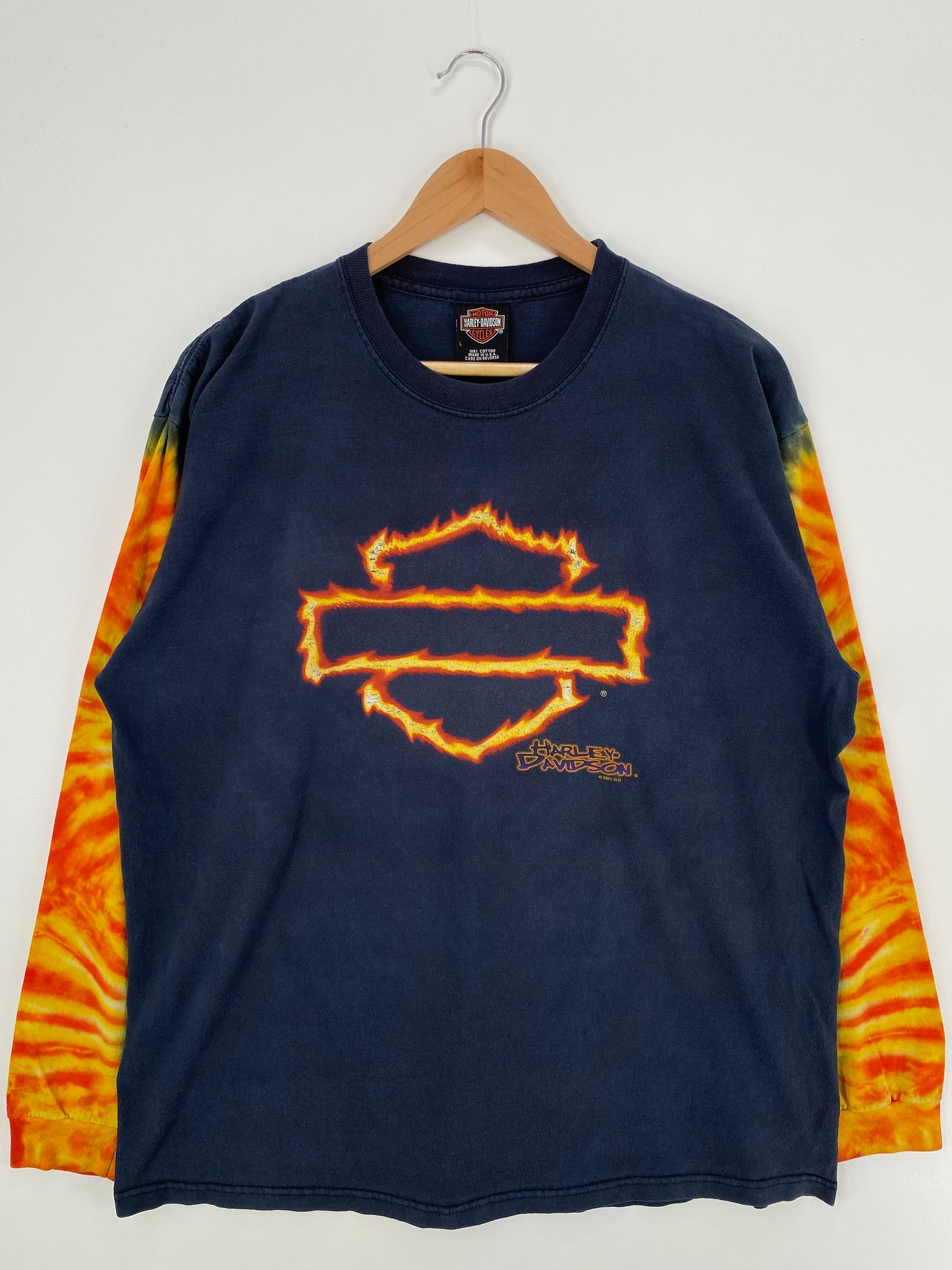 2001 HARLEY DAVIDSON Made in USA Size L Vintage Long Sleeve T-Shirt / A676