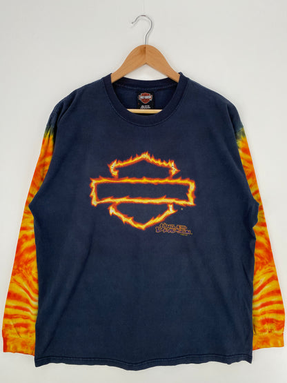 2001 HARLEY DAVIDSON Made in USA Size L Vintage Long Sleeve T-Shirt / A676