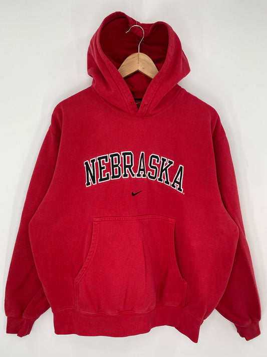 00' NIKE NEBRASKA CORNHUSKERS Size M Vintage College Hoodie Sweat-shirt / K9385