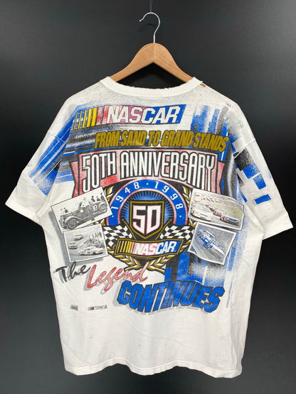 1998 NASCAR 50TH ANNIVERSARY Made in USA Size XL Vintage Racing T-Shirt / K7258