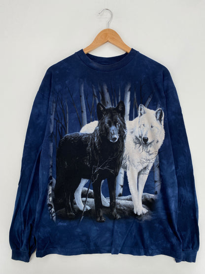 2003 WOLVES Size L Vintage Animal Long Sleeve T-Shirt / E997
