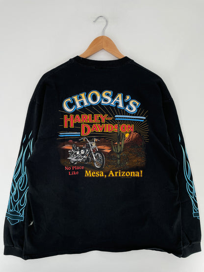 1996 HARLEY DAVIDSON Made in USA Size XL Vintage Long Sleeve T-shirt / E6534T