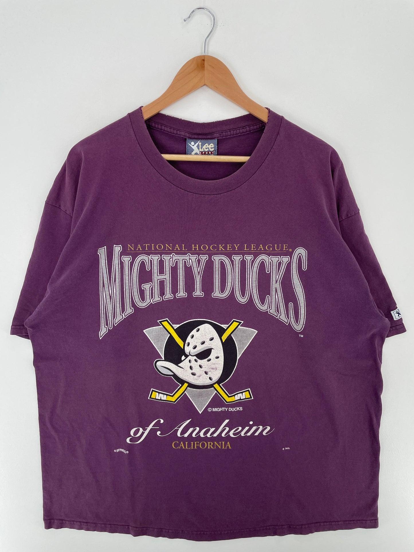 90's ANAHEIM MIGHTY DUCKS MAde in USA Size L Vintage NHL T-Shirt / A3641