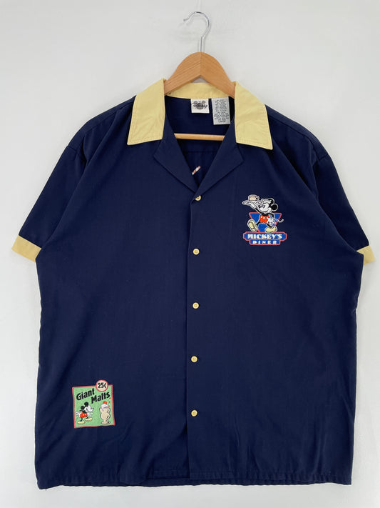 00' DISNEY MICKEY Size L Vintage Button Down Shirt / E6749B