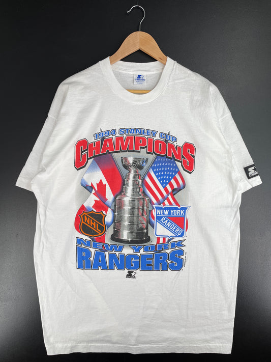 .19934 STARTER x NEW YORK RANGERS STANLEY CUP Made in USA Size XL Vintage NHL T-Shirt / E2880T