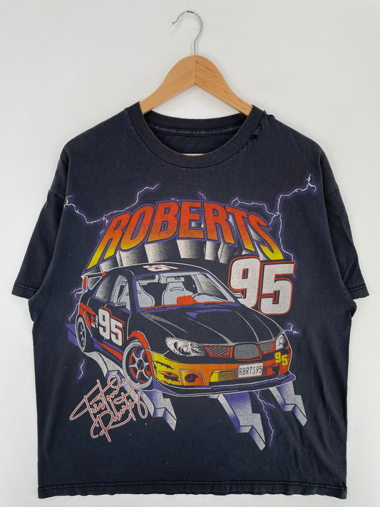 Vintage ROBERTS Size No Tag (Approx.XL) Racing T-Shirt / E6425T