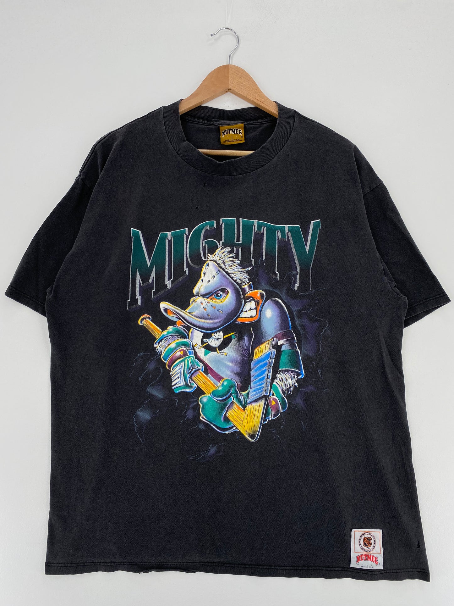 90's ANAHEIM MIGHTY DUCKS Made in USA Size L Vintage NHL T-Shirts / A3206