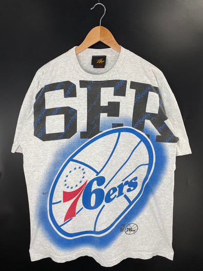 90’s PHILADELPHIA 76ERS Made in USA Size XL NBA T-shirt / K9851