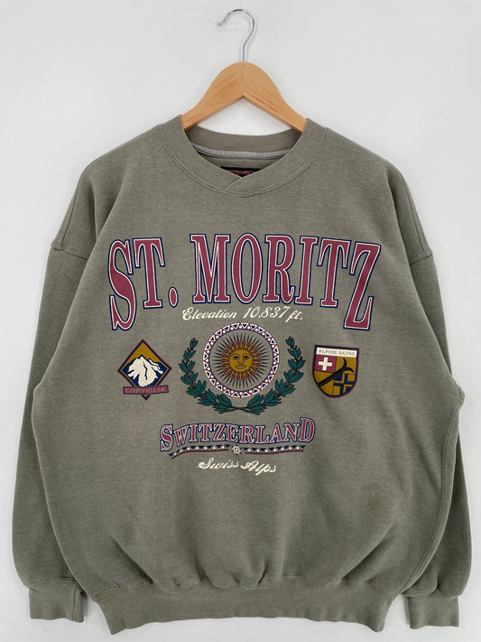 Vintage ST. MORITZ Size XL College Sweat-shirt / E1132