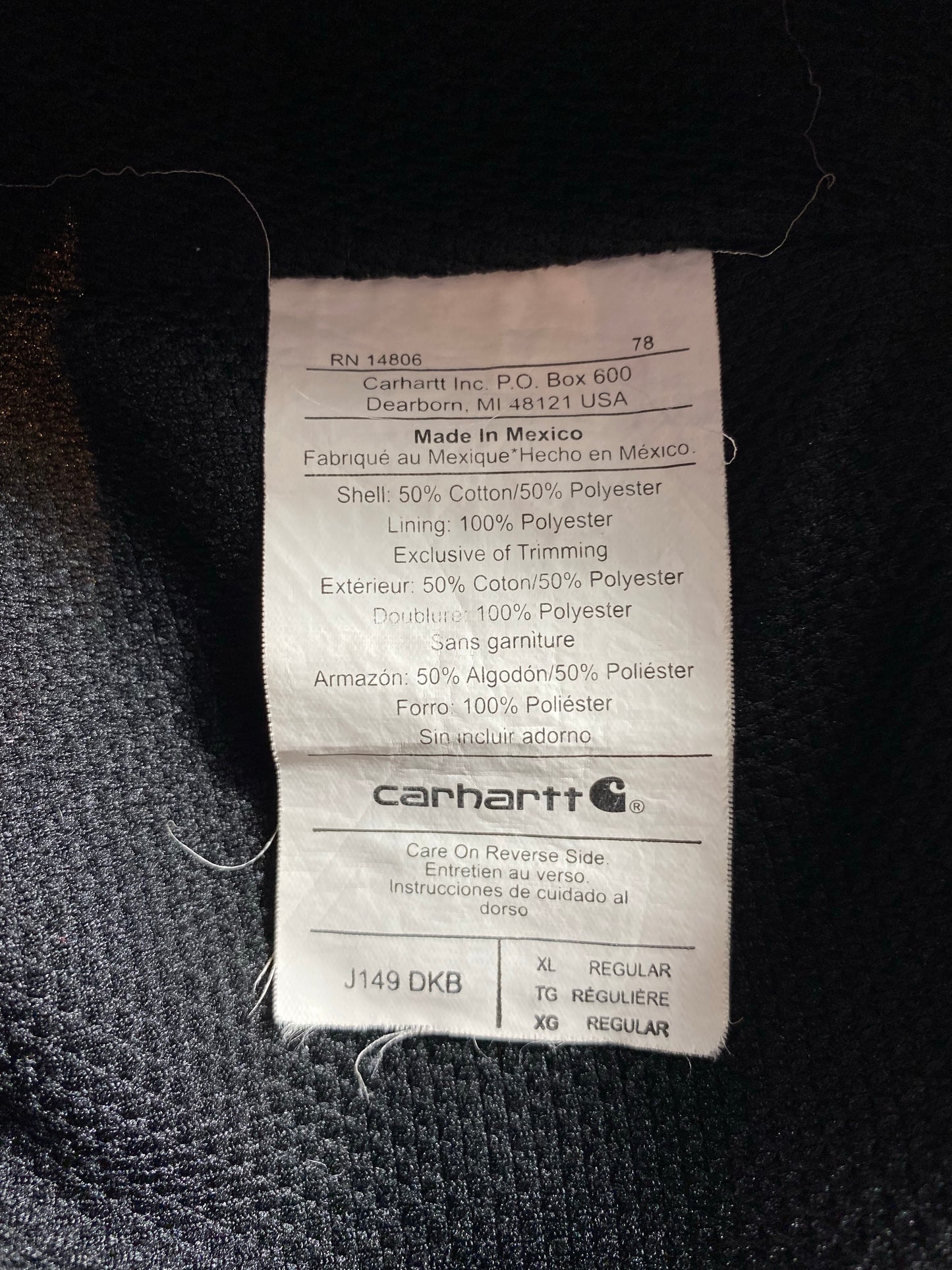 Vintage CARHARTT Size XL Zip-up Hoodie Sweat-Shirt / K8498