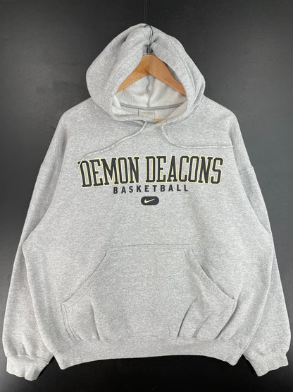 00' NIKE x DEMON DEACONS BASKETBALL Size L Vintage College Hoodie Sweat shirt / E4369S