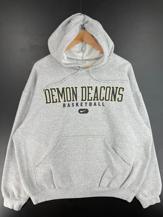 00' NIKE x DEMON DEACONS BASKETBALL Size L Vintage College Hoodie Sweat shirt / E4369S