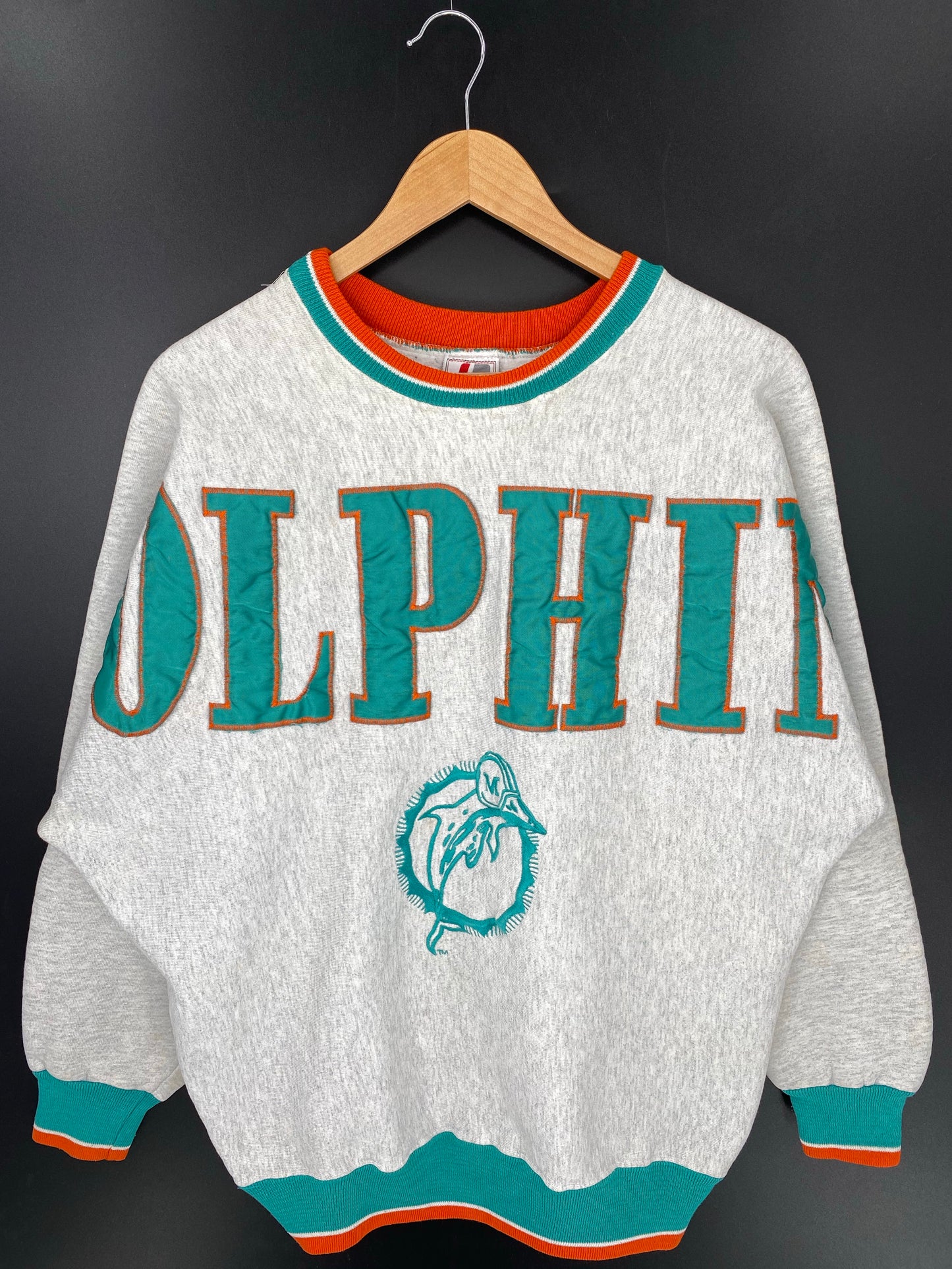 90’s MIAMI DOLPHINS Size No Tag (Approx.L) NFL Sweat-Shirt/ K8078