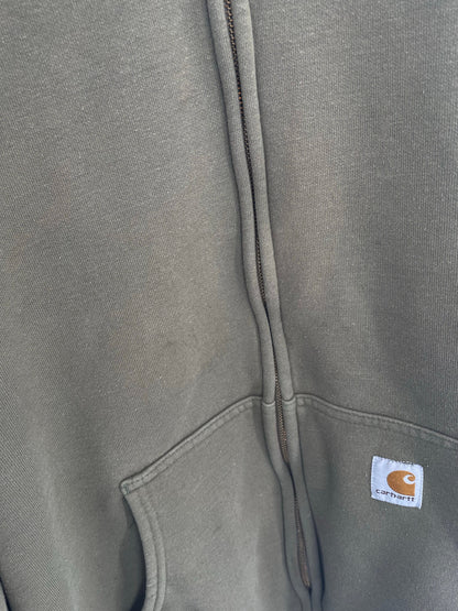Vintage CARHARTT Size No Tag(Approx.XXL) Zip-up Hoodie Sweat-Shirt / E291