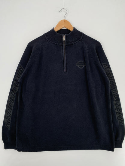 Vintage HARLEY DAVIDSON Size L Half Zip Sweat-Shirts/ A4785