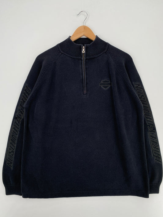Vintage HARLEY DAVIDSON Size L Half Zip Sweat-Shirts/ A4785