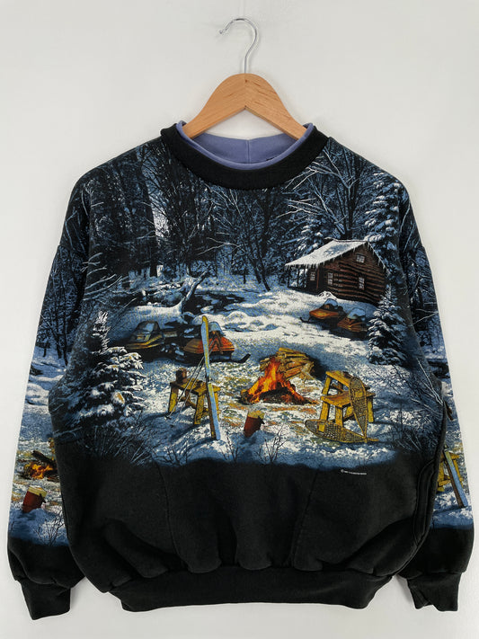 90's DEER Animal Made in USA Size L Vintage Sweat-Shirt / E4836S