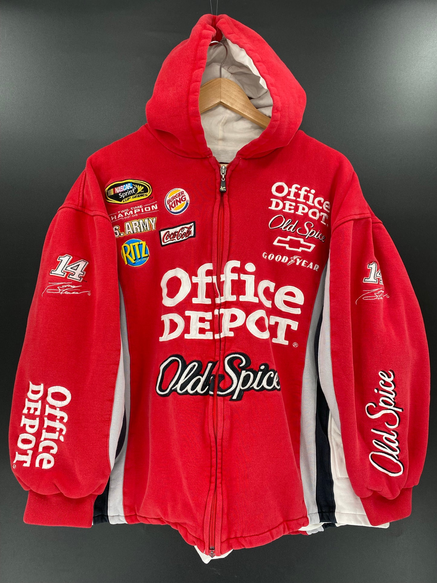 Vintage NASCAR OFFICE DEPOT OLD SPICE Size No tag (Approx.L) Racing Sweat- Shirts / K4908