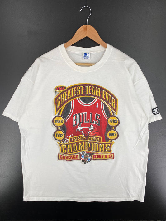 1996 STARTER x CHICAGO BULLS Size XL Vintage NBA T-shirt / A509