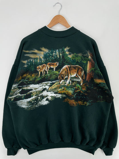90's WOLF Made in USA Size XXXL Vintage Animal Sweat-Shirt / E221