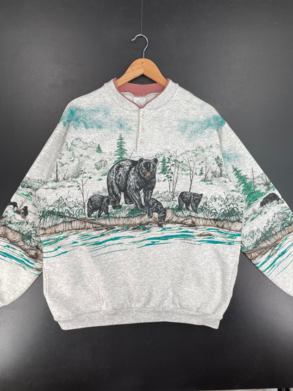 90's BEAR Made in USA Size XXL Vintage Animal Sweat-Shirt / E4760S