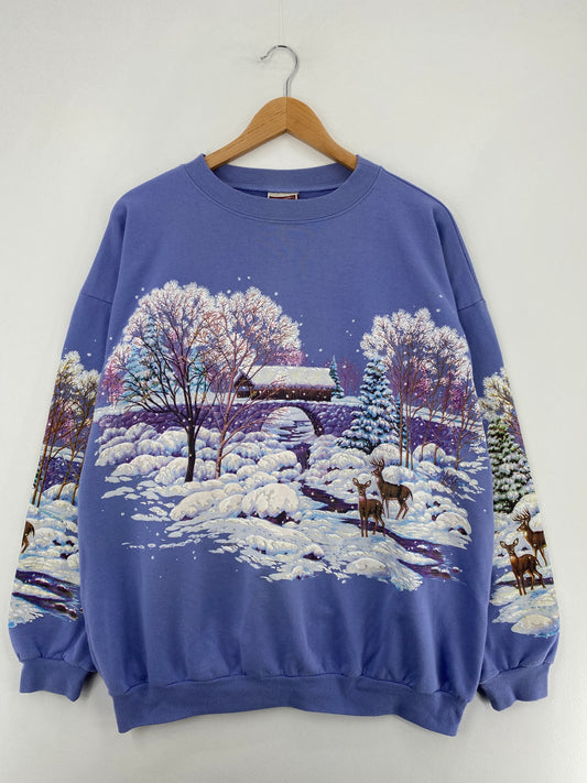 90’s DEER Made in USA Size XL Animal Sweat-Shirt / E2433S