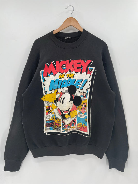 90’s DISNEY MICKEY Size No Tag (Approx.XL) Vintage Sweat-shirt / K5891