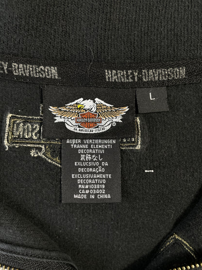 Vintage HARLEY DAVIDSON Size L Half Zip-up Sweat-Shirt / A8561
