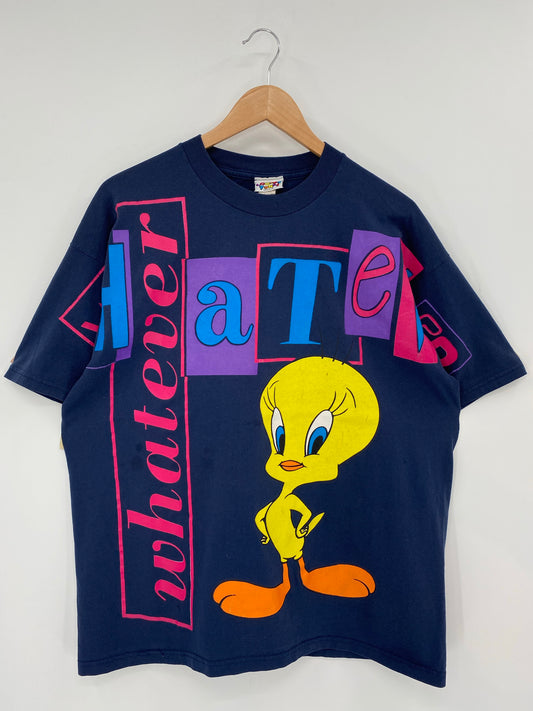 1996' LOONEY TUNES TWEETY Made in USA Size XL Vintage T-Shirt / K7233