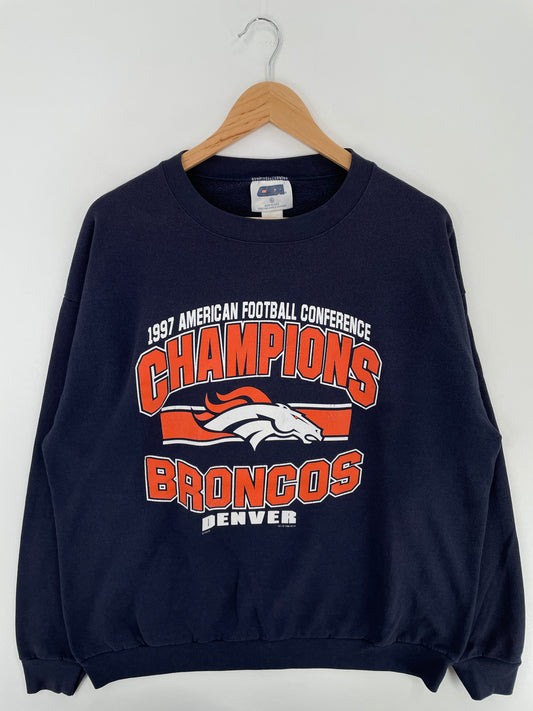1996 DENVER BRONCOS Made in USA Size XL Vintage NFL Sweat-Shirt / A4120