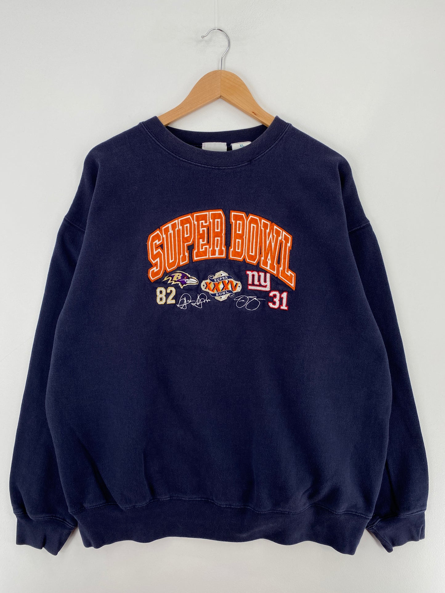 Vintage SUPER BOWL XXXV NEW YORK GIANTS x BALTIMORE RAVENS Size XL NFL Sweat shirt / E2856S