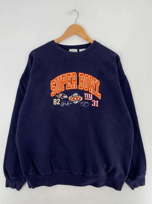 Vintage SUPER BOWL XXXV NEW YORK GIANTS x BALTIMORE RAVENS Size XL NFL Sweat shirt / E2856S