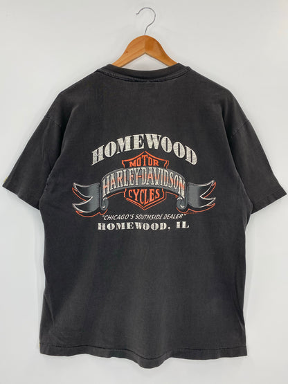 1987 HARLEY DAVIDSON Made in USA Size L Vintage T-Shirt / K4313
