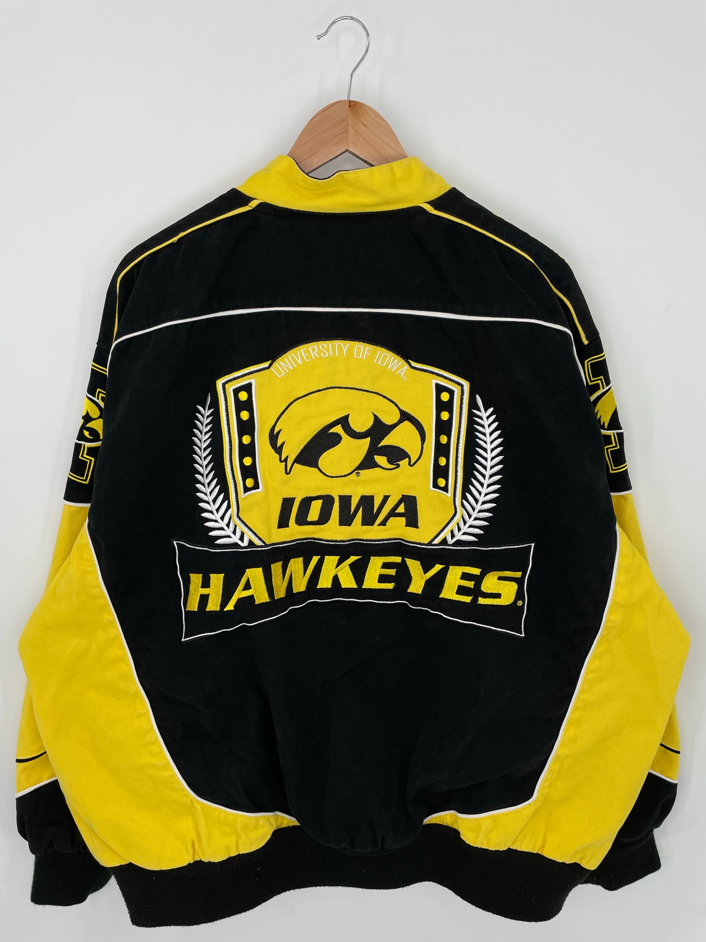 Vintage IOWA HAWKEYES Size No Tag (Approx.L) Racing Jacket  / K8382
