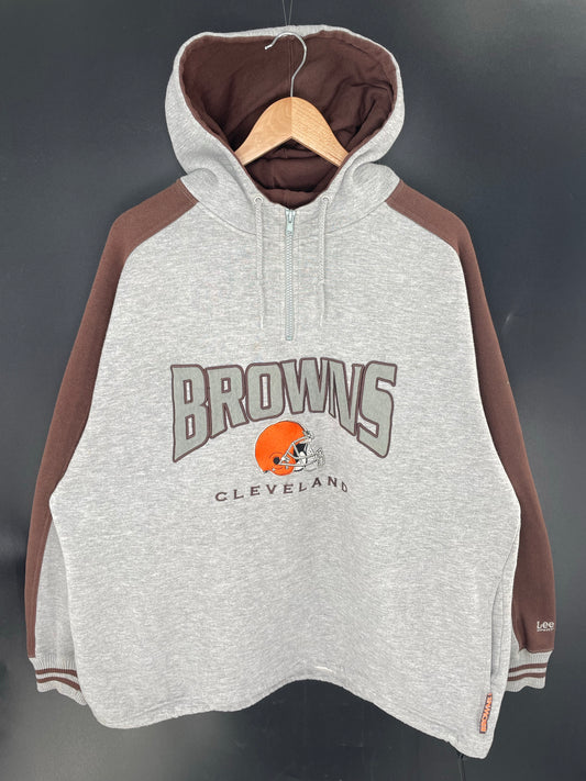 90’s CLEVELAND BROWNS Size XL Vintage NFL Half Zip Hoodie Sweat-Shirts/ K8629