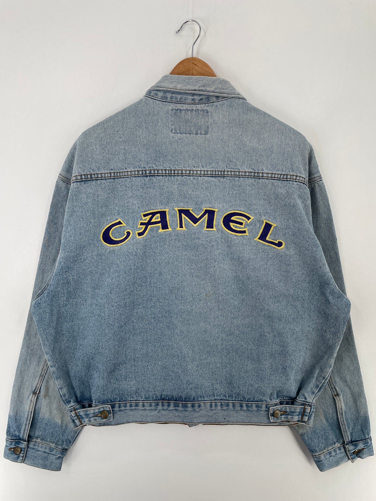 90's CAMEL Made in USA Size XL Vintage Denim Jacket / A9756