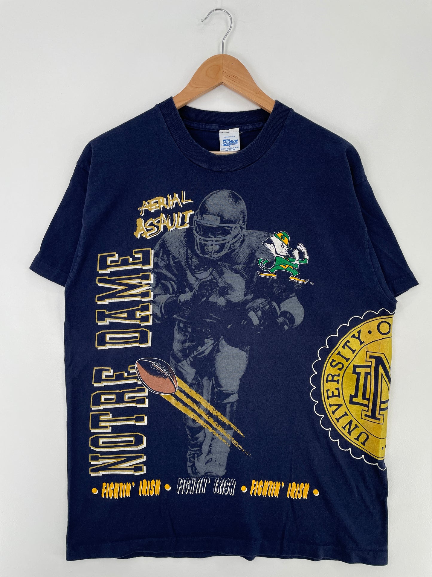 90's SALEM x NOTRE DAME UNIVERSITY Made in USA Size L Vintage College T-Shirt / E46