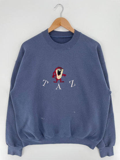 90’s LOONEY TUNES TAZ Size No Tag (Approx.L-XL) Sweat-Shirt / E2867S