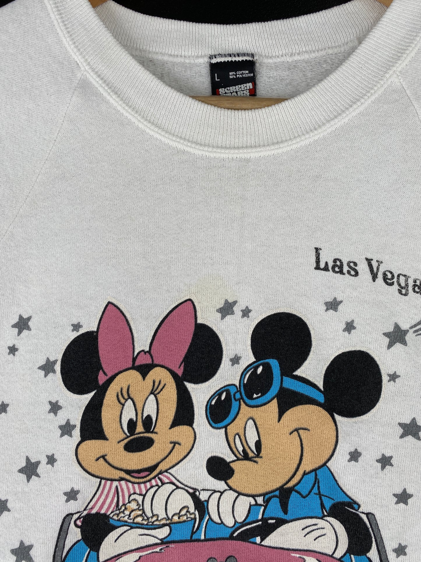 90's DISNEY MICKEY x MINNIE Made in USA Size L Vintage Sweat-shirt / A4859