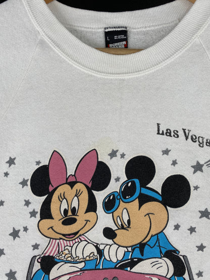 90's DISNEY MICKEY x MINNIE Made in USA Size L Vintage Sweat-shirt / A4859
