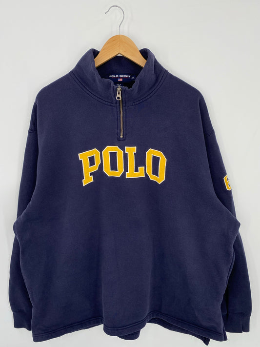 90's POLO SPORT RALPH LAUREN Size XXL Vintage Half Zip-Up Sweat-shirt / A8241