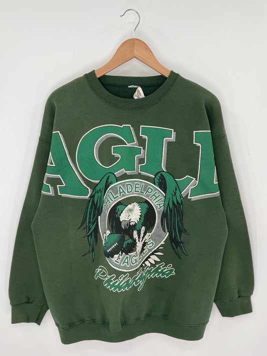 90's PHILADELPHIA EAGLES Made in USA Size Approx.L Vintage NFL Sweat-Shirts/ K8765